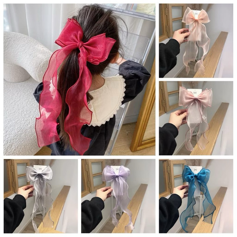 Jepit Korea Wanita Bahan Satin Jepitan Rambut Motif Pita