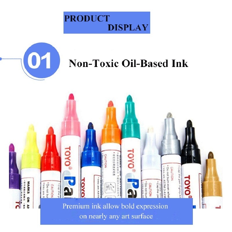 

Ay00! 5PcsSpidol Warna Spidol Ban TOYO Paint Marker Paint Tahan Air Dan Anti Luntur