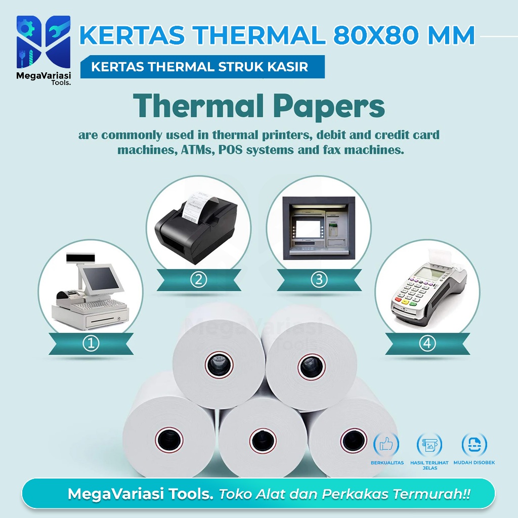 

Kertas Struk Kasir / Kertas Thermal 80x80 mm / Kertas Kasir / Kertas Kasir Thermal Roll Combo 80 x 80 mm