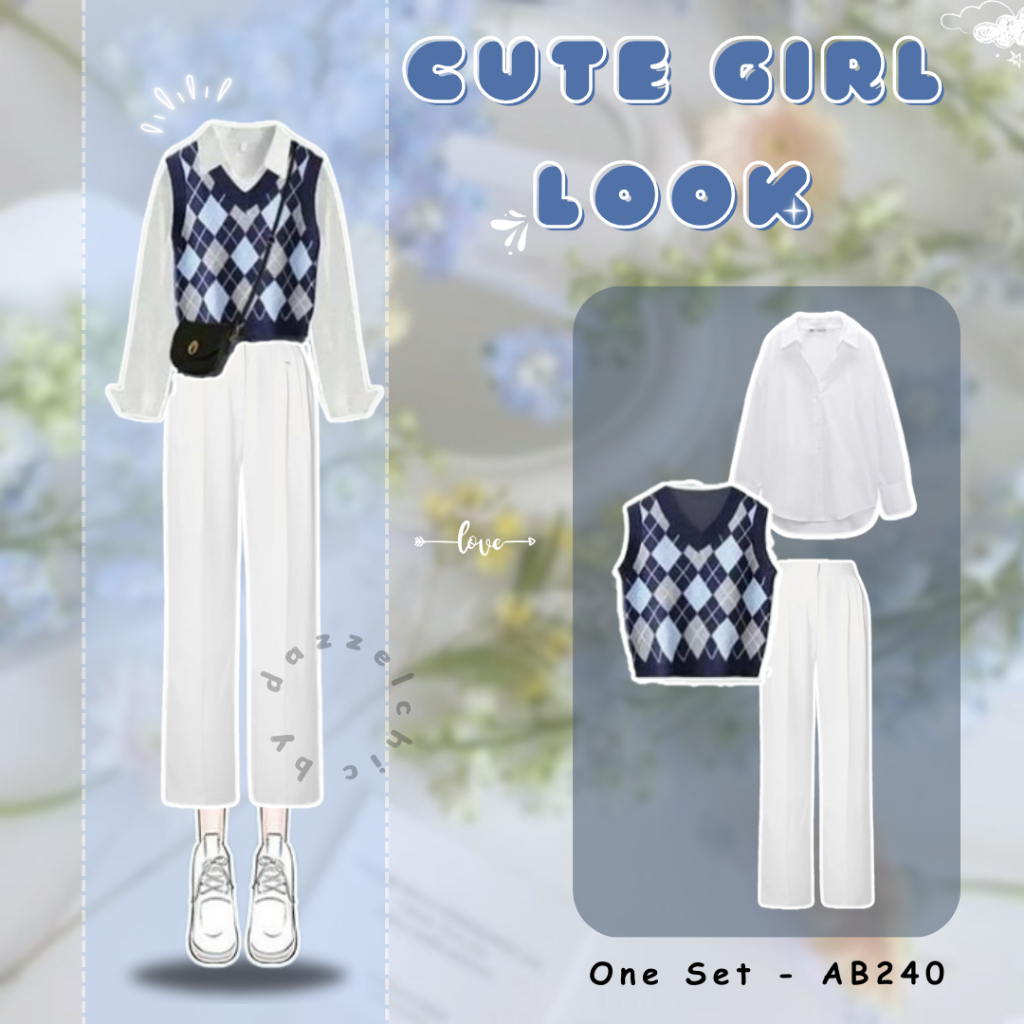 3 In 1 Set AB240 - Dazzelchic one set wanita kekinian outfit set korean style ootd hangout ala pinte