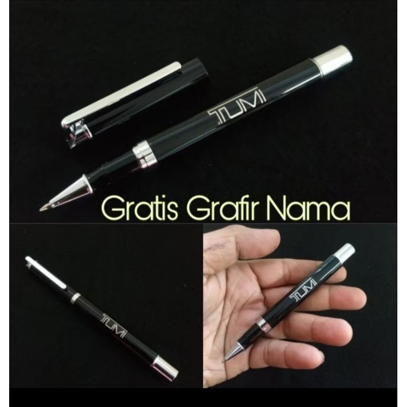 

New Products Bulpoint Roller Ball TuMi Black Clip Silver Free Grafir Nama/Logo + Mikka/Box Exclusive
