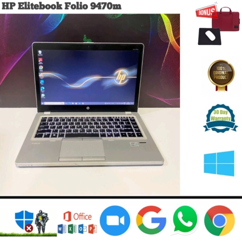 Laptop Hp Elitebook Folio 9470m Core i7 Gen 3 Ram 8 SSD 256 Win 10 pro 64 bit - Siap Pakai