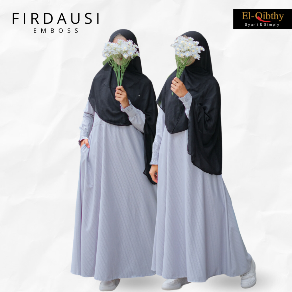 El Qibthy - Gamis Firdausi Embos Syari Elegant Busui Friendly Wudhu Friendly Material Kain Qinana Pr