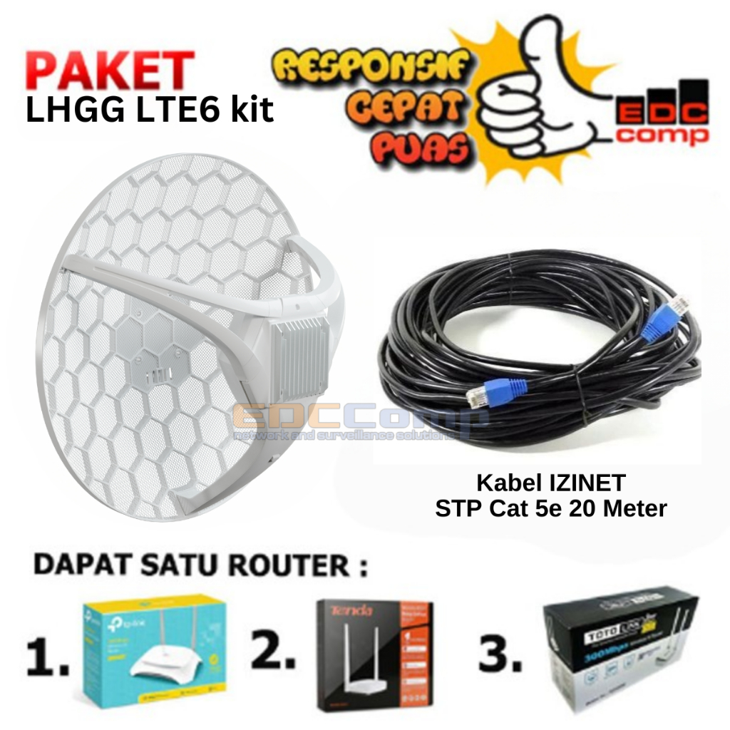 Paket Hotspot LTE 4G Mikrotik LHGG LTE6 kit + Wireless Router Indoor Siap Pakai