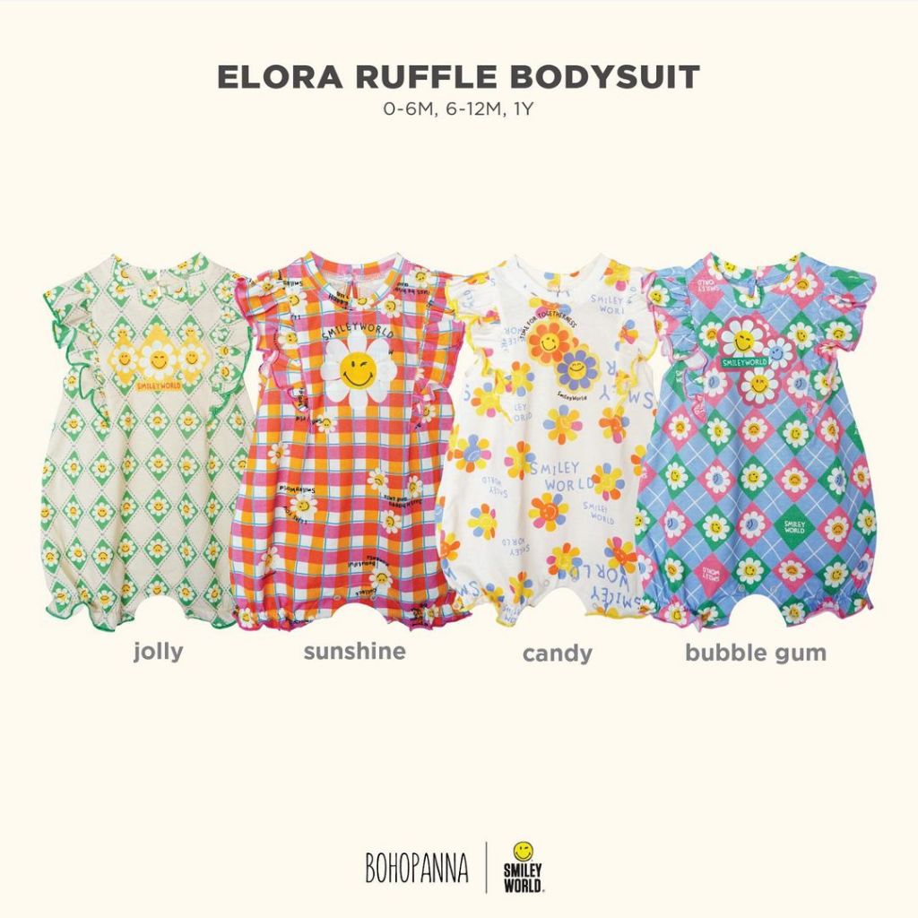 BOHOPANNA - BOHOPANNA X SMILEY - ELORA RUFFLE BODYSUIT - Jumper Bayi Perempuan