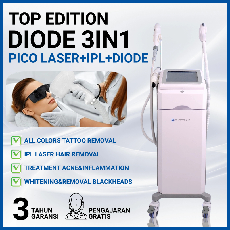 Multifungsi 3 in 1 Pico laser + Diode laser hair removal + IPL laser rejuvenation black doll wajah l