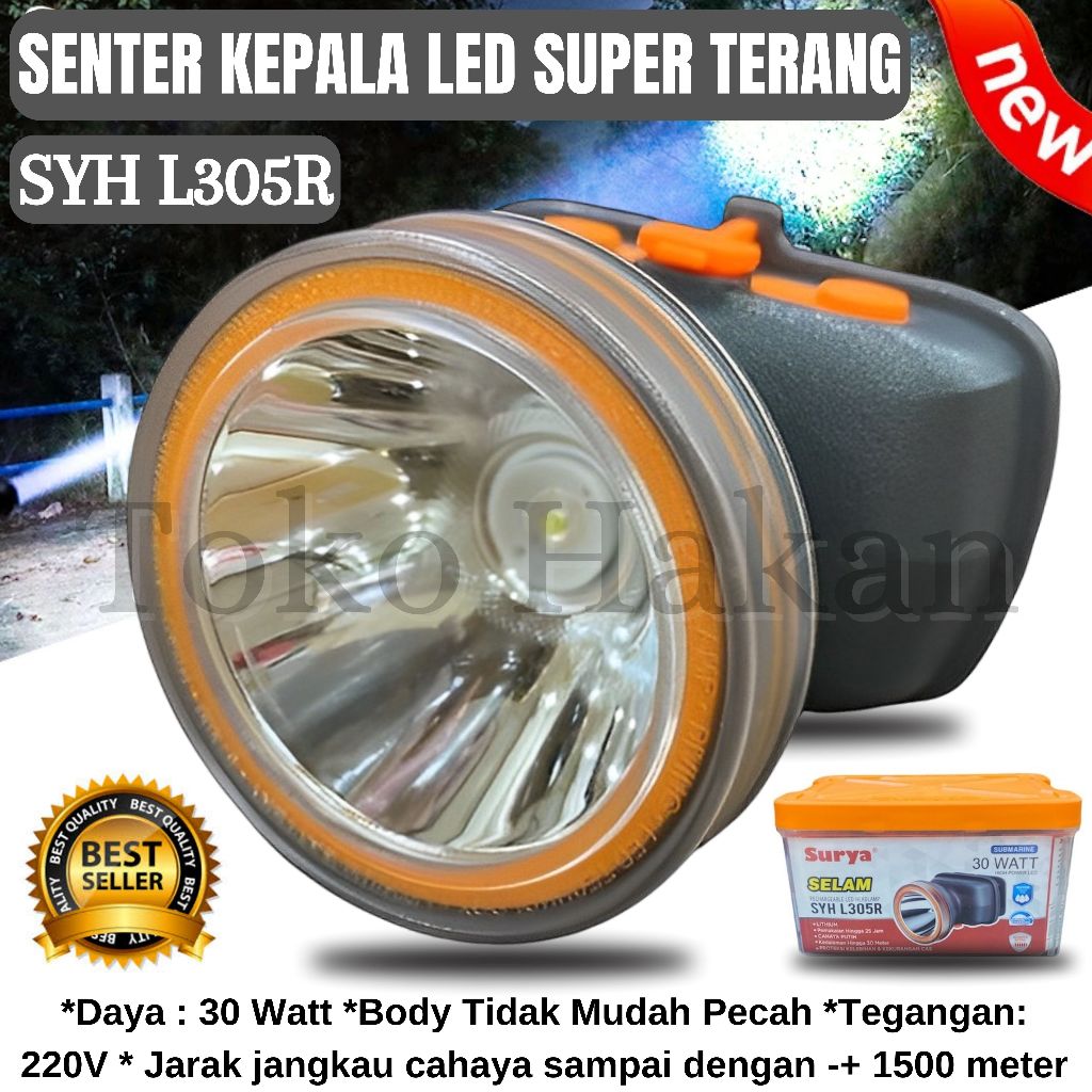 Senter Kepala Selam SURYA SYH L305R (BONUS KACAMATASELAM) Senter Kepala Led Super Terang | Senter Ke