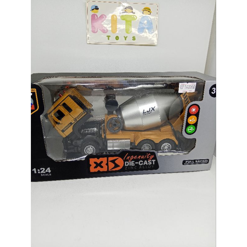 Mainan Diecast Truck Konstruksi Molen Mixer Pullback Metal Truck
