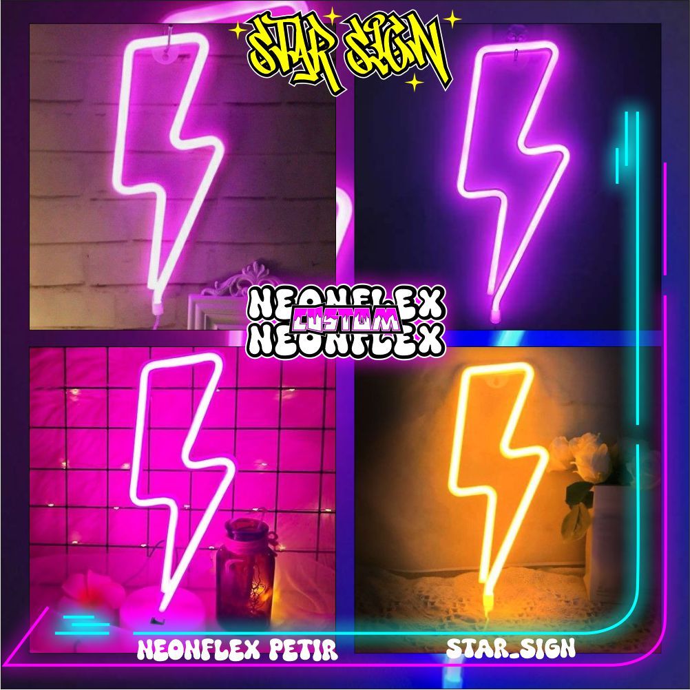 STAR SIGN Neon Sign Custom Logo Petir Hiasan Kamar Cafe Free Riquest Warna