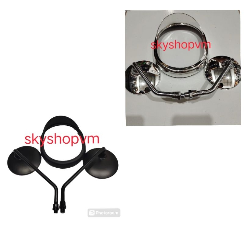 visor topi fazzio + spion panjang crom hitam fazzio