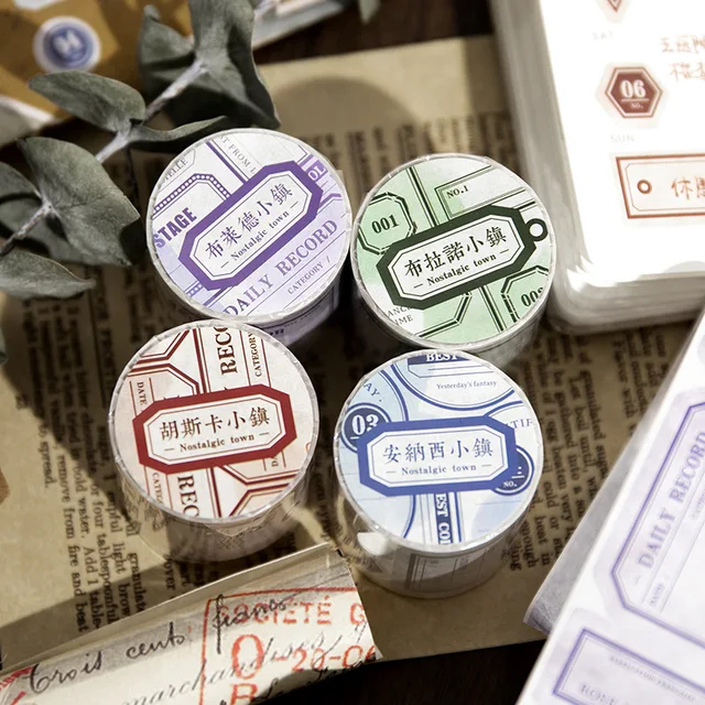 

2m Length/Pack Adhesive paper Tape Nostalgic Town Series Retro Label