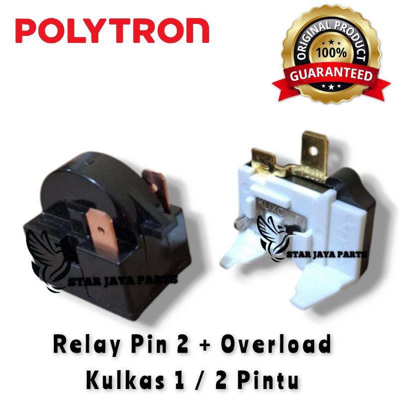 [Relay Polytron] Set Relay 2 Pin + Overload Kulkas Polytron 1 Pintu / 2 Pintu Quality Part