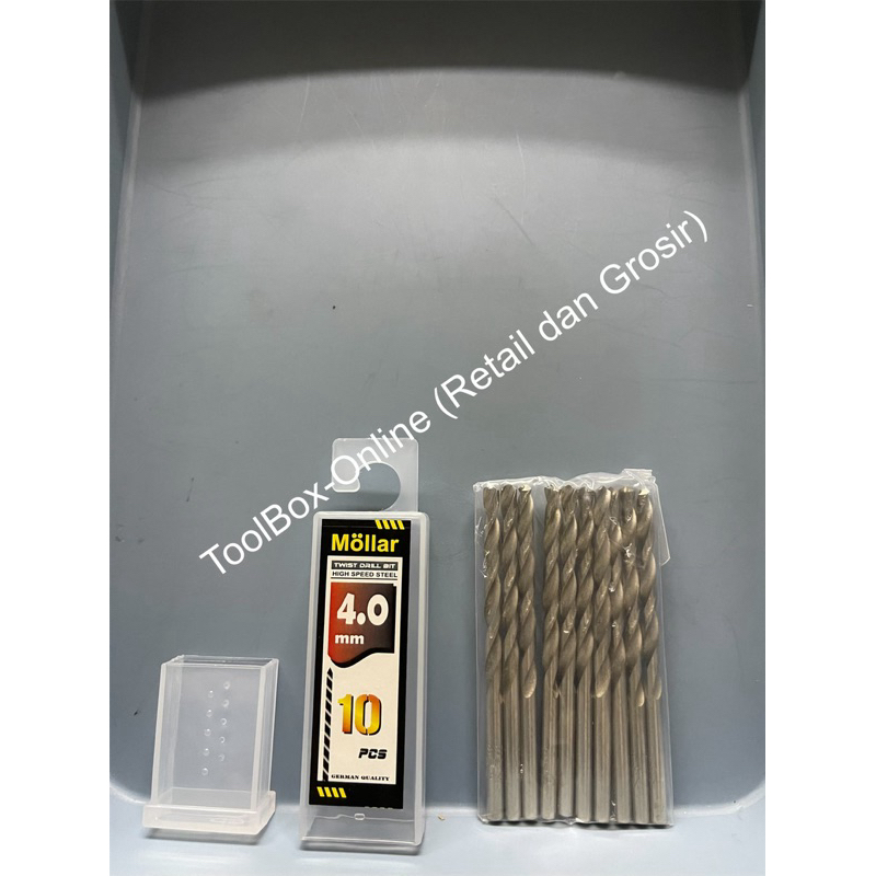 (MIN 5) 1 Kotak (10Pcs) Mata Bor Besi HSS MOLLAR 4 mm