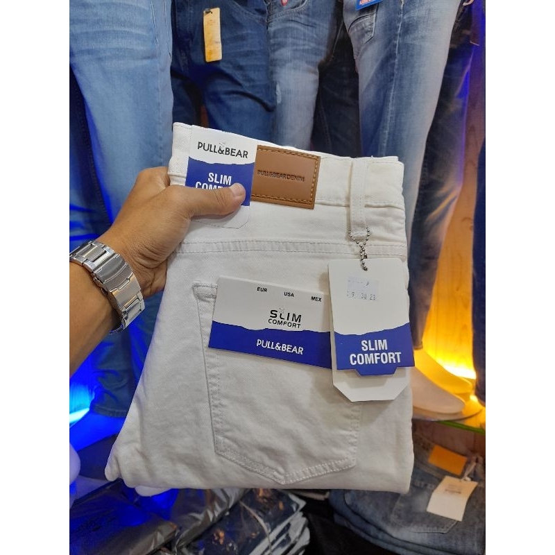 CELANA PUTIH- celana panjang pria putih skinny PULL END BEAR premium /celana panjang pria putih baha