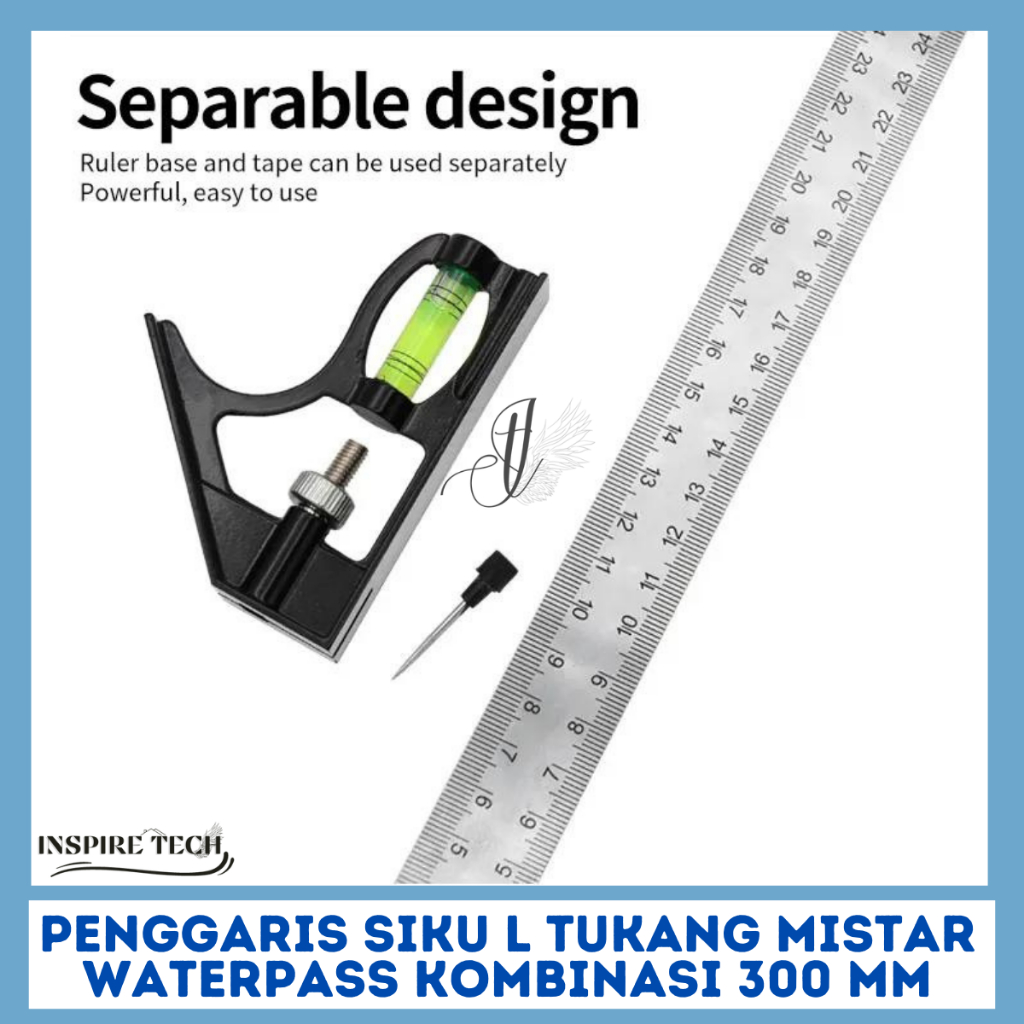 

gk PENGGARIS MISTAR SIKU STAINLESS STEEL UKUR SUDUT WATEASS BENTUK L 300mm