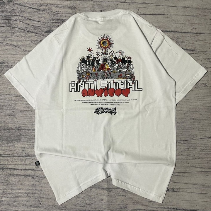 T-shirt Putih Anti Sosial Original Baju Distro Premium / Baju Kaos Putih Pria / Kaos Oblong Lengan P