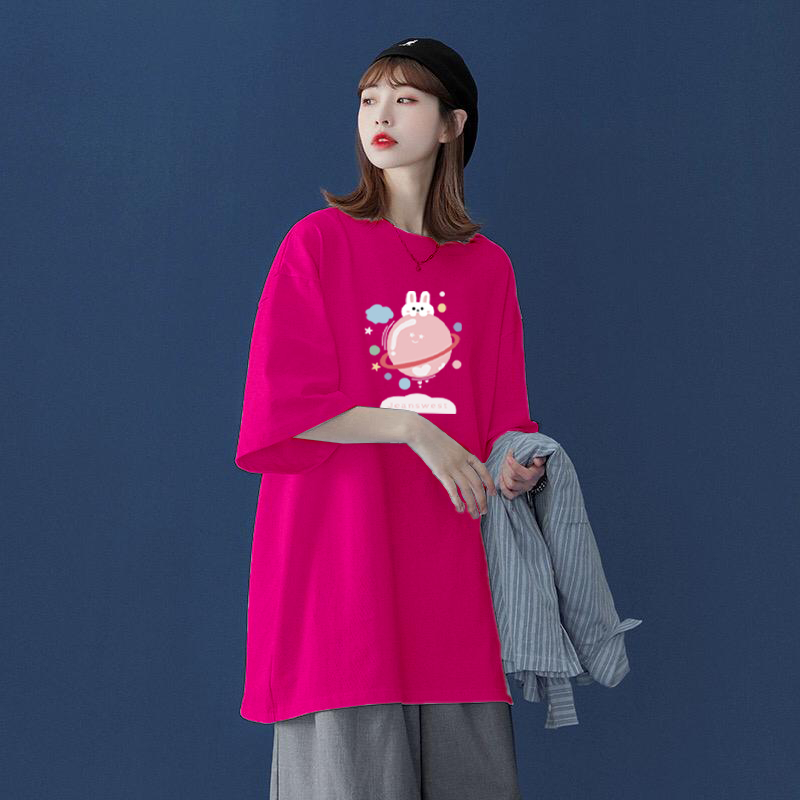 Kaos oblong oversize wanita lengan pendek jeans west