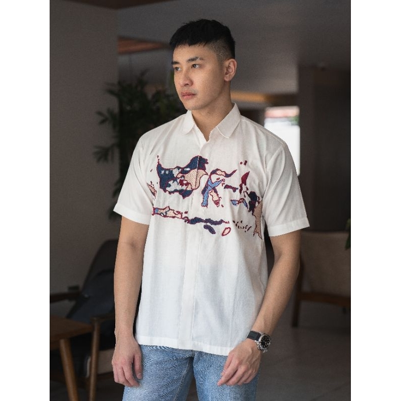 Kemeja Bordir Pria NUC.ID Nusantara 02 (Putih)