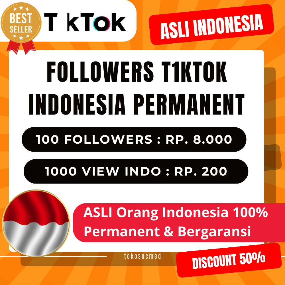 Followers Tiktok Indonesia 100% permanen non drop murah Follower pengikut like Tiktok Indonesia