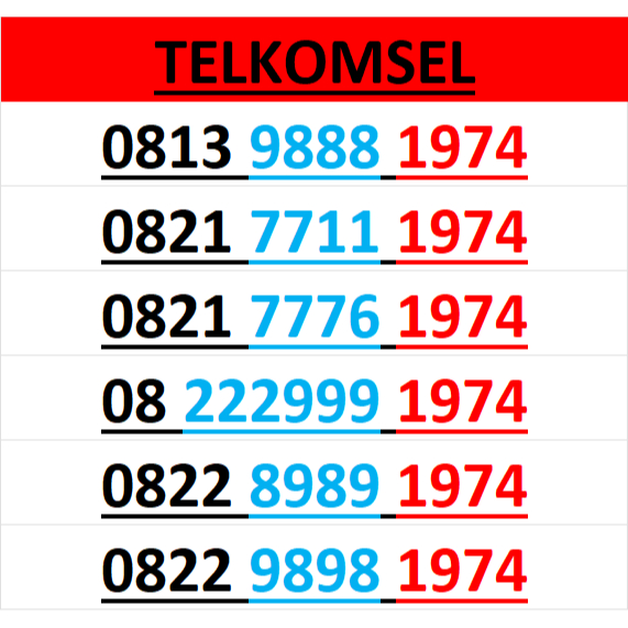 nomor cantik simpati telkomsel seri tahun 1974 murah lengkap w1500