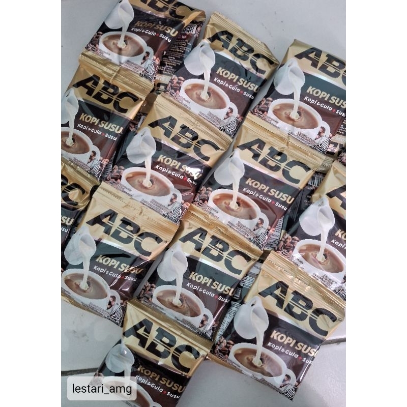 

Kopi ABC Susu (Kopi & Gula + Susu) 1 renceng 10 sachet