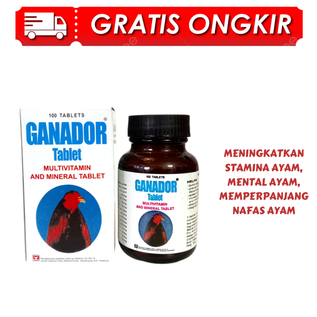 GANADOR BIRU 100 TABLET - Ayam Cepat Segar Merah Sehat