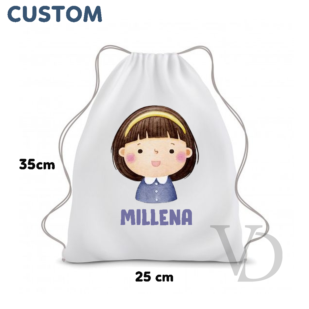 VORDEE Tas Serut  kanvas custom hampers ulang tahun ed anak cewek/ custom nama anak birthday