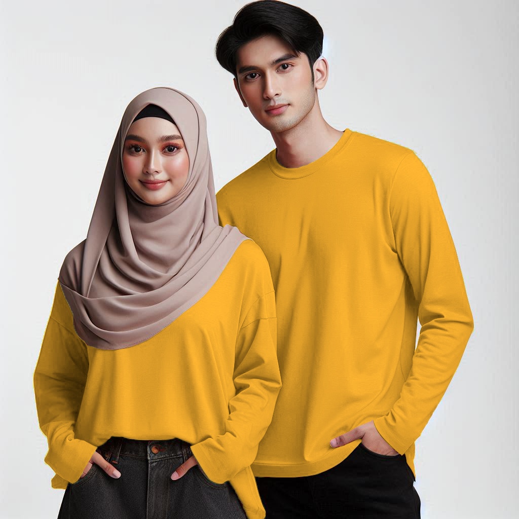 Kaos Mustard Polos Lengan Panjang Kaos Mustard Pria Kaos Mustard Wanita