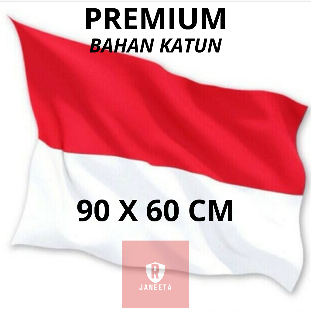 BENDERA MERAH PUTIH BAHAN KATUN UKURAN 90 x 60 CM KUALITAS PREMIUM