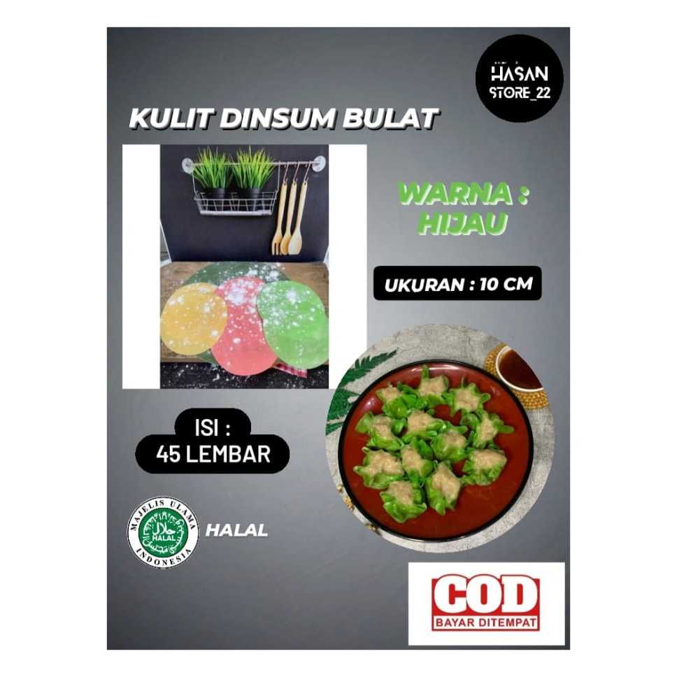 

Kulit Dimsum Warna Hijau Bulat Diameter 10cm Isi 45 Lembar Halal Enak Tipis Kulit Siomay Gyoza Fresh Produksi Sendiri