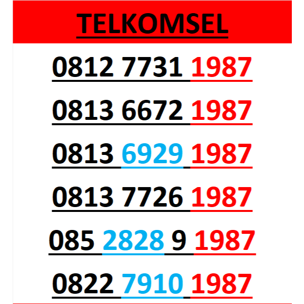 Nomor cantik telkomsel simpati 4g 5g seri tahun 1987 r200