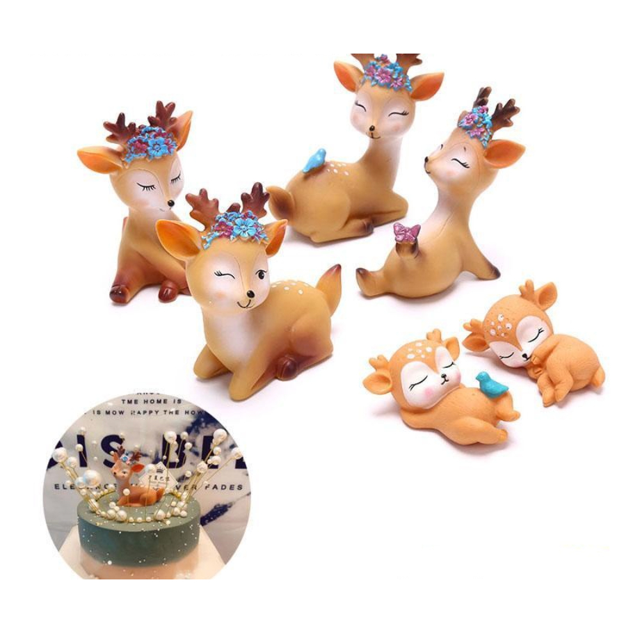 Ki8 Cake topper hiasan kue figurine binatang deer rusa