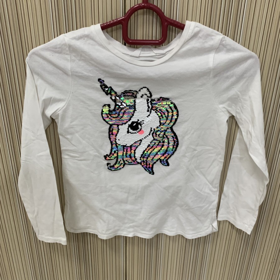Kaos h&m/kaos h&m anak/kaos unicorn/kaos sequin unicorn/unicorn h&m