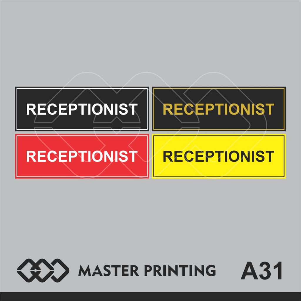 

A31 - Akrilik Receptionist (Resepsionis), Acrylic Sign, Tahan Air, Tidak Pudar, Murah, Bisa Custom