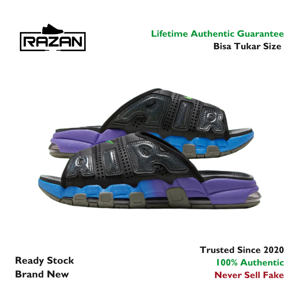 Nike Air More Uptempo Slide Blue Purple Gradient 100% Authentic Original