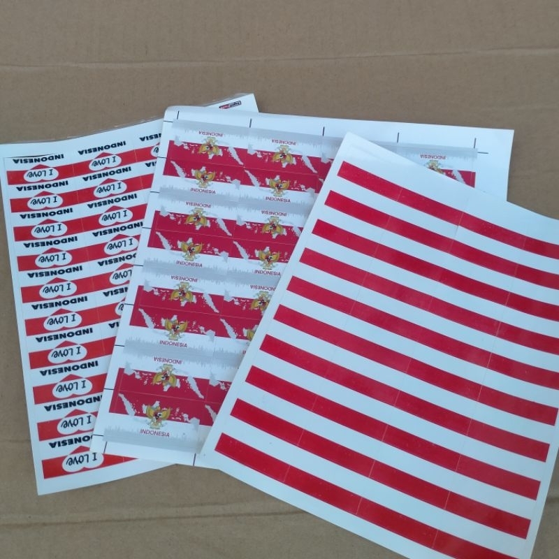 

1 papan Sticker Pipi Praktis kupas Bendera Indonesia langsung tempel motif Love polos isi 40pcs