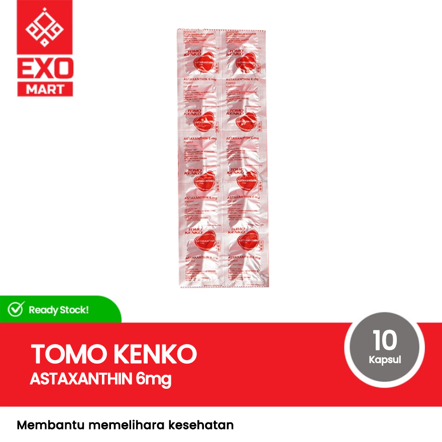 TOMO KENKO - Astaxanthin 6mg kemasan STRIP 10 kapsul