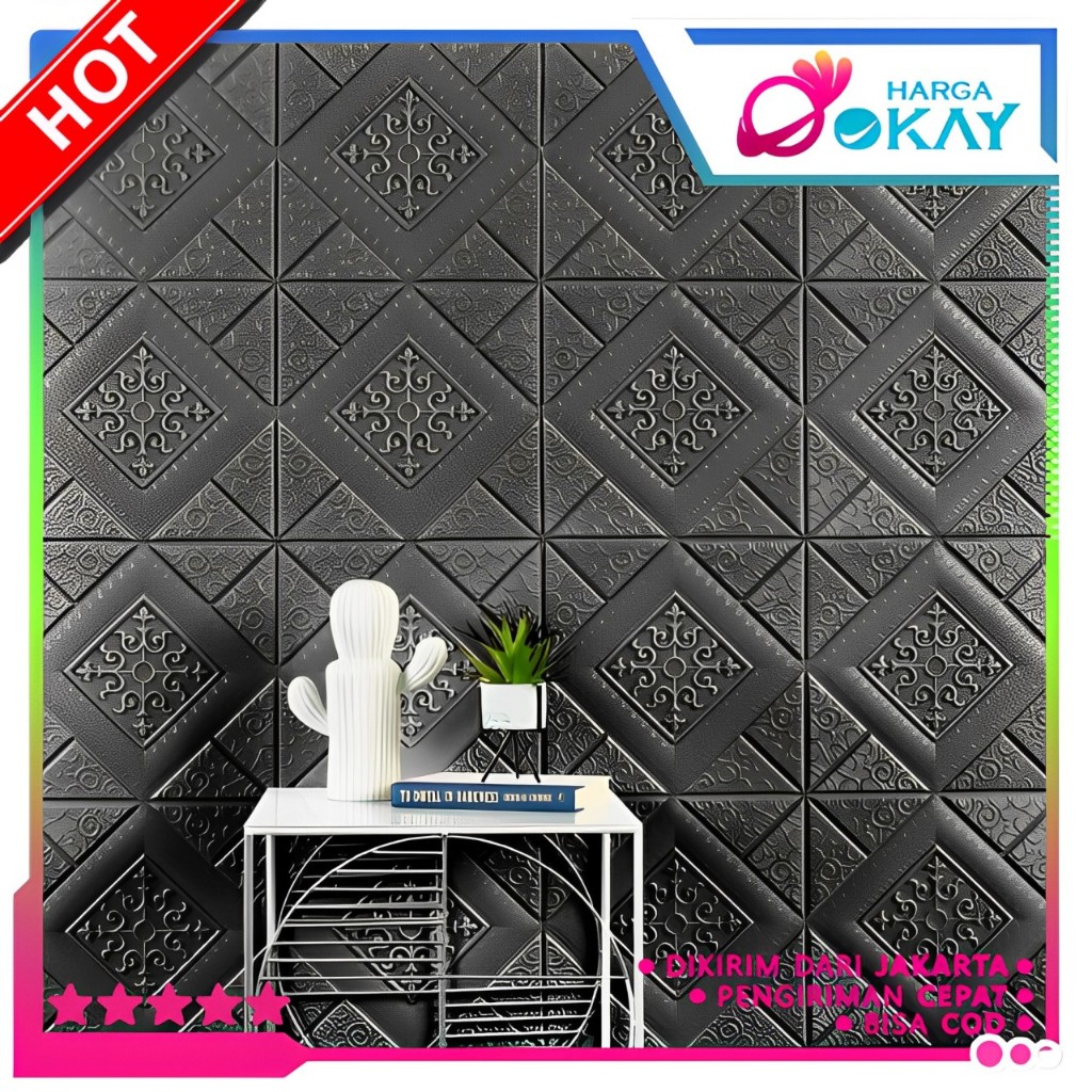 HO Wallpaper 3D Foam Motif Batik Sultan 70 x 70Cm Tebal 6mm Sticker Wallborder Dinding 3D Motif Kota