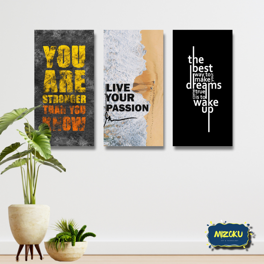 HIASAN DINDING PAPAN KAYU FRAMELESS QUOTES OF THE DAY