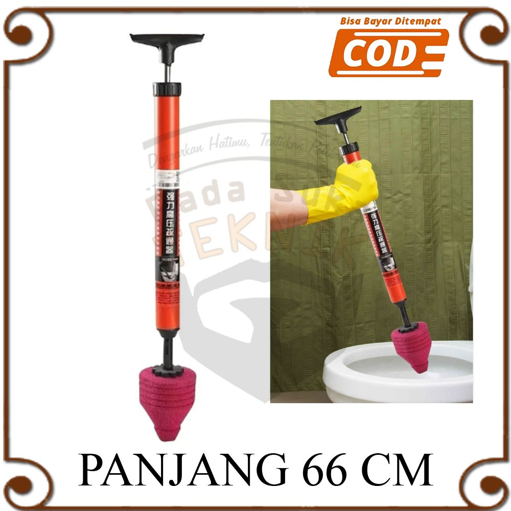 Plunger High Pressure Toilet Pompa Wc Mampet Jongkok/Duduk Pendorong Air Pipa Tersumbat