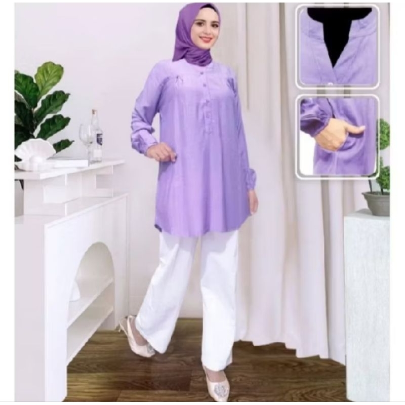 BLOUSE VISCOSE POLOS JUMBO WARNA LILAC/BLUS BIG SIZE/ATASAN WANITA