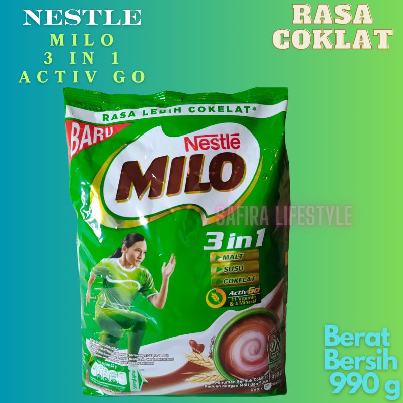 

MILO COKELAT 3 IN 1 ACTIVE GO 990 GRAM