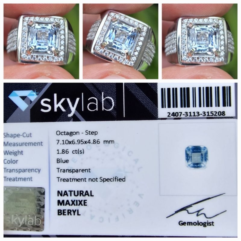 Natural Maxixe Blue Beryl Top Luster Memo 1.86 crt