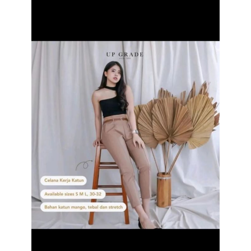 celana UPGRED ORI bahan katun manggo pant gesper//celana kerja//celana casual/celana upgred ORI