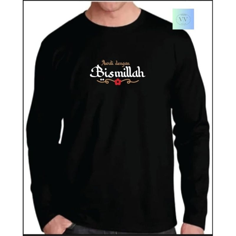 kaos pria lengan panjang|kaos oblong pria dewasa|kaos distro harga grosir|kaos BISMIILAH