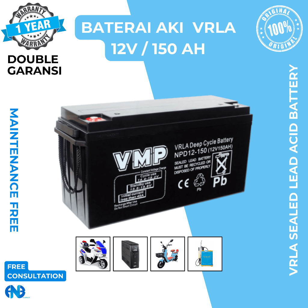 Aki Baterai UPS 12V 150AH 150 AH VMP Baterai Aki Kering VRLA UPS APC ICA