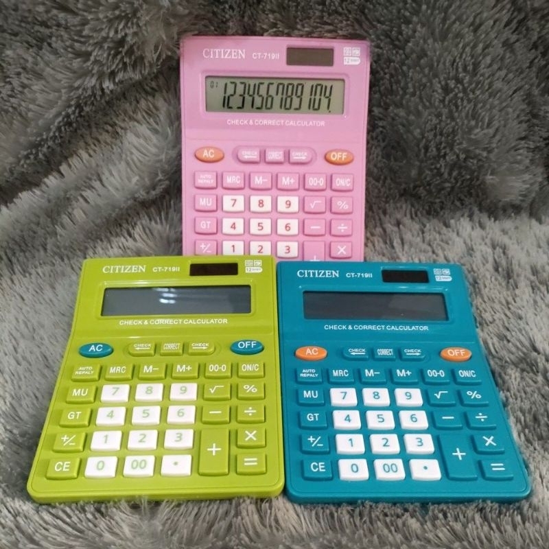 

kalkulator citizen 12 digit 2 power ct-719ii warna/calculator check correct 12 digit 2 power warna citizen ct-719ii