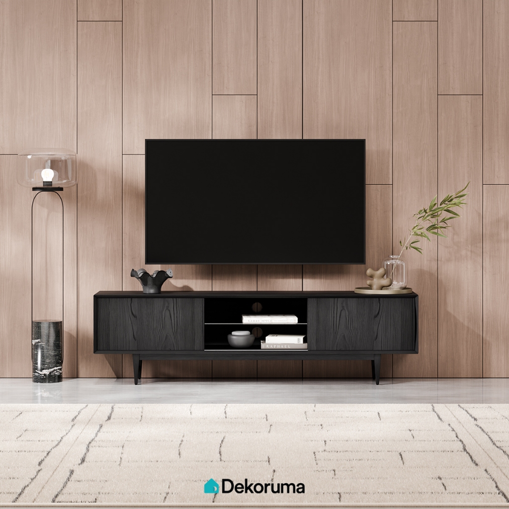 Dekoruma Tenzo NOIR Meja TV / Lemari Rak TV