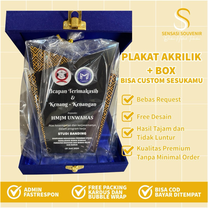 PLAKAT AKRILIK CUSTOM PLUS BOX PLAKAT BLUDRU POLOS BATIK KENANG KENANGAN PENGHARGAAN