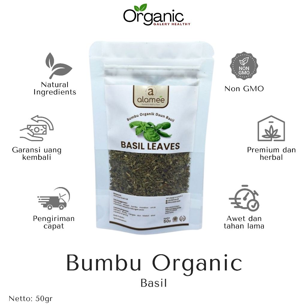 

BUMBU DAUN BASIL KERING HERBAL HEALTHY DRIED LEAF REMPAH HERBAL MURNI ASLI SIAP SAJI